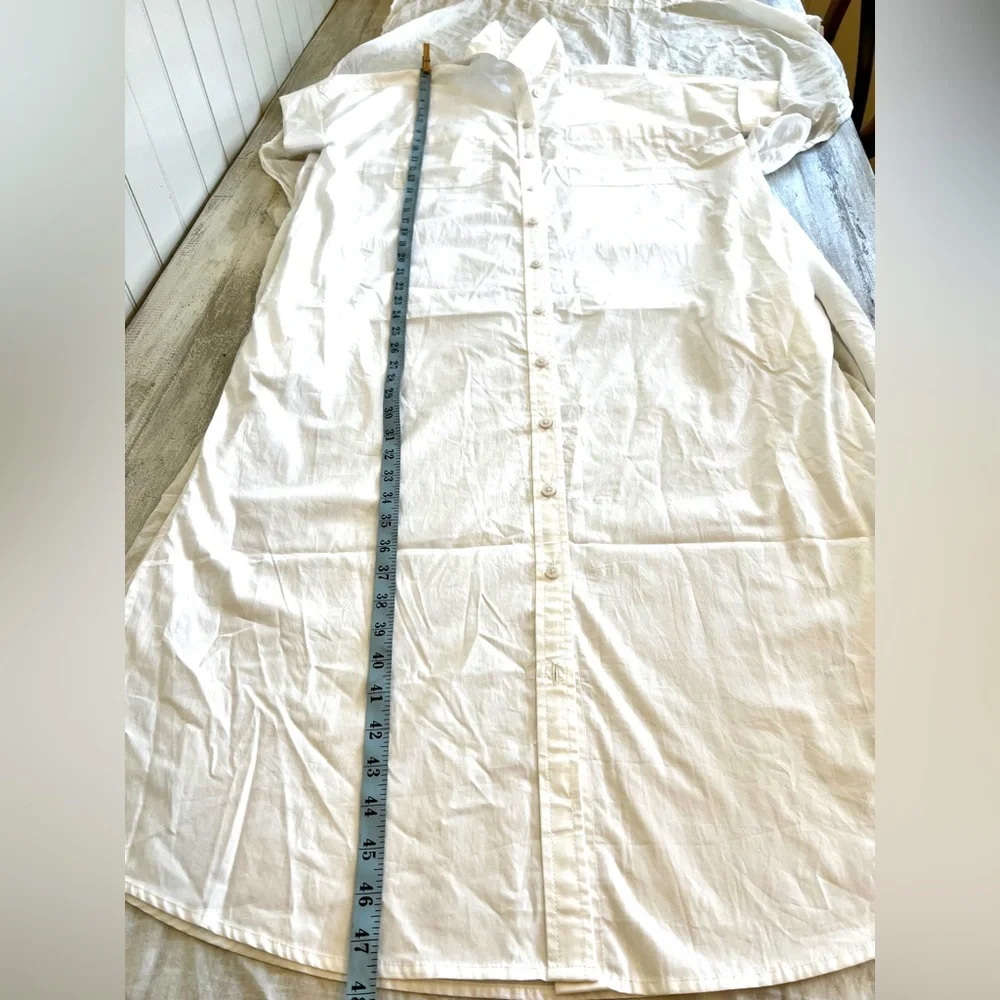 🛍️ JCREW NEW! Classic White RelaxedFit shortsleeve shirtdress wTie Belt/Pockets - Picture 9 of 10